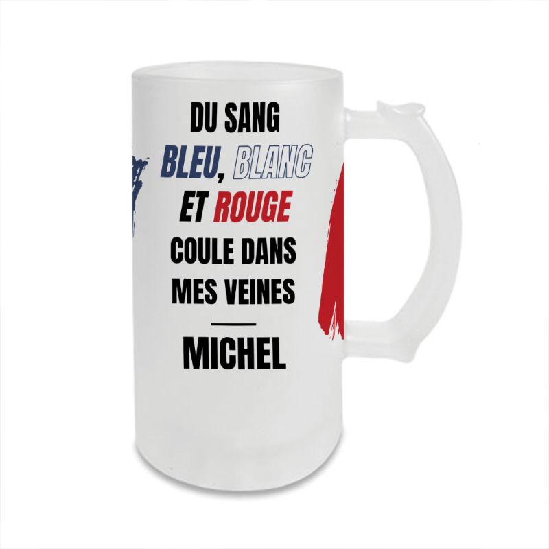 Chope à bière match de foot personnalisée · Cadeau supporter équipe de France Chope à bière match de foot personnalisée · Cadeau supporter équipe de France
