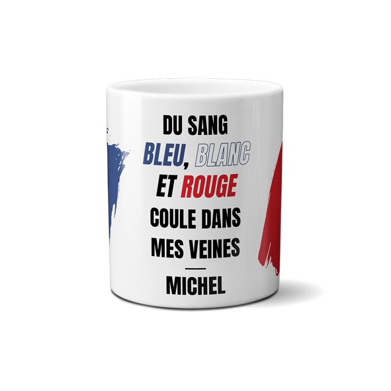 Mug personnalisé · Du sang bleu blanc rouge coule dans mes veines Mug personnalisé · Du sang bleu blanc rouge coule dans mes veines