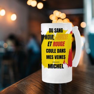 Chope à bière personnalisée · Du sang noir, jaune et rouge coule dans mes veines | Belgique