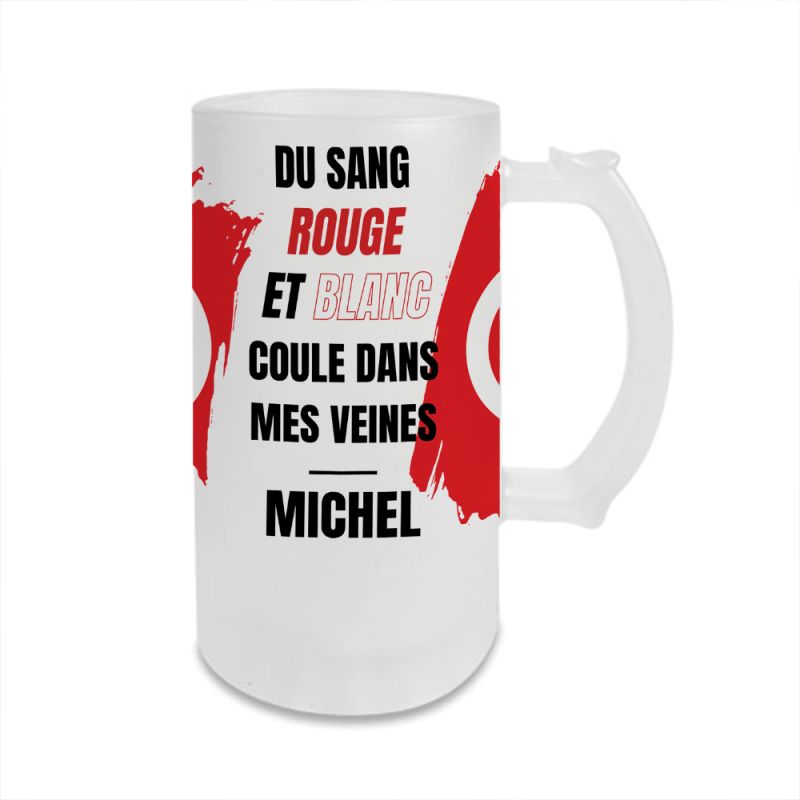 Chope à bière personnalisée · Du sang rouge et blanc coule dans mes veines | Tunisie Chope à bière personnalisée · Du sang rouge et blanc coule dans mes veines | Tunisie