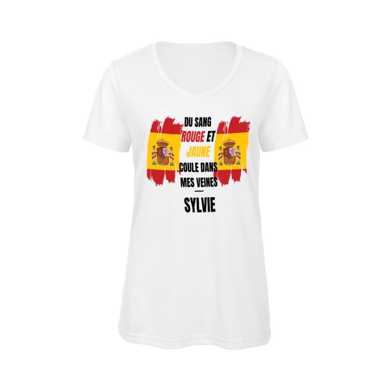 Tee-shirt Femme personnalisable col V | Espagne