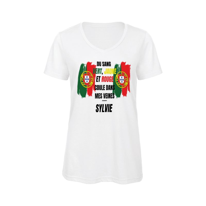 Tee-shirt Femme personnalisable col V | Portugal