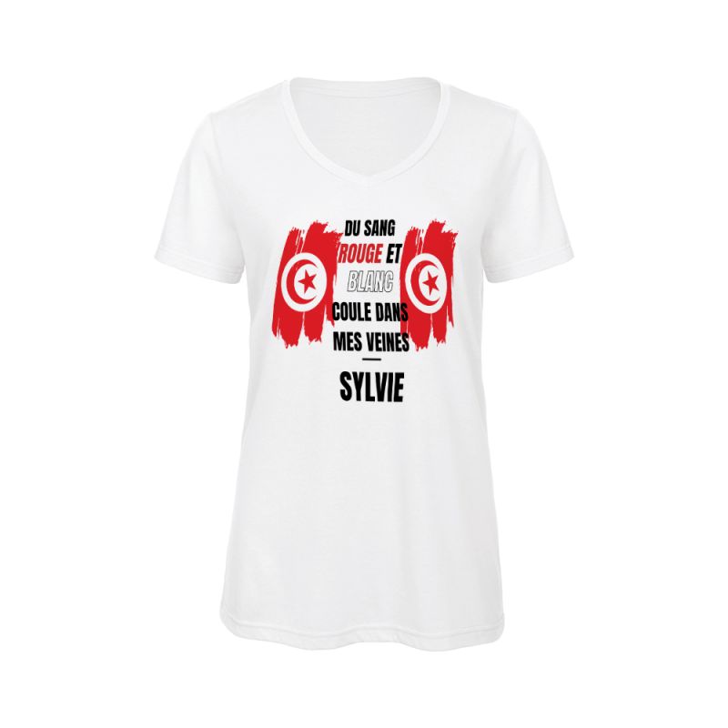 Tee-shirt Femme personnalisable col V | Tunisie