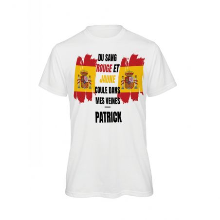 Tee-shirt blanc personnalisé | Supporter Équipe Espagne