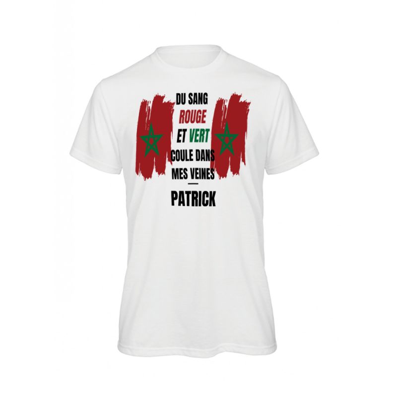 Tee-shirt blanc personnalisé | Supporter Équipe Maroc Tee-shirt blanc personnalisé | Supporter Équipe Maroc