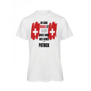 Tee-shirt blanc personnalisé | Supporter Équipe Suisse
