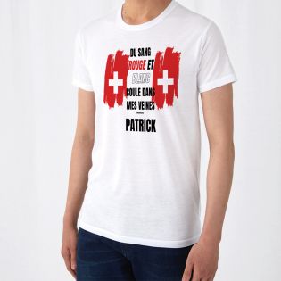 Tee-shirt blanc personnalisé | Supporter Équipe Suisse