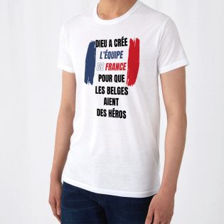 Tee-shirt blanc personnalisé | Dieu a crée l'équipe de France