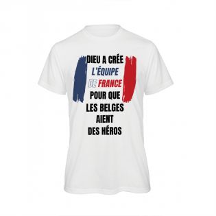 Tee-shirt blanc personnalisé | Dieu a crée l'équipe de France