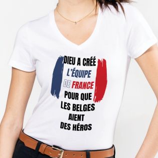 Tee-shirt Femme personnalisable col V | Dieu a créé l'équipe de France