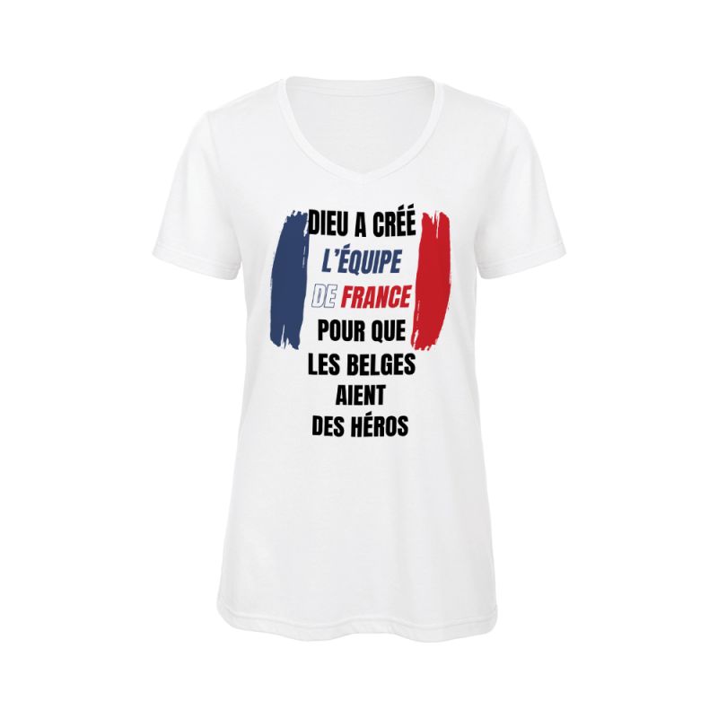 Tee-shirt Femme personnalisable col V | Dieu a créé l'équipe de France Tee-shirt Femme personnalisable col V | Dieu a créé l'équipe de France