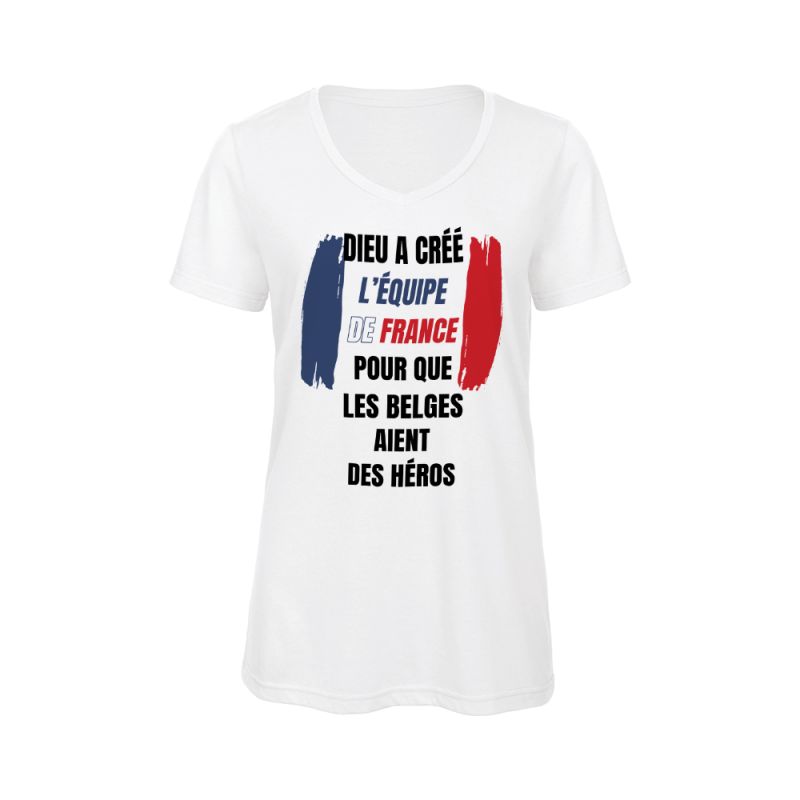 Tee-shirt Femme personnalisable col V | Dieu a créé l'équipe de France