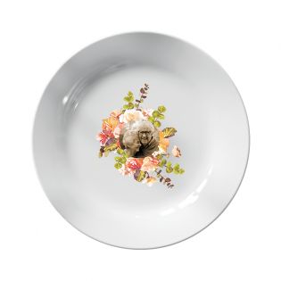 Assiette décorative personnalisée avec Photo · Couronne de fleurs | 25 cm
