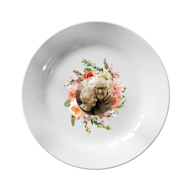 Assiette décorative personnalisée avec Photo · Couronne de fleurs | 25 cm Assiette décorative personnalisée avec Photo · Couronne de fleurs | 25 cm