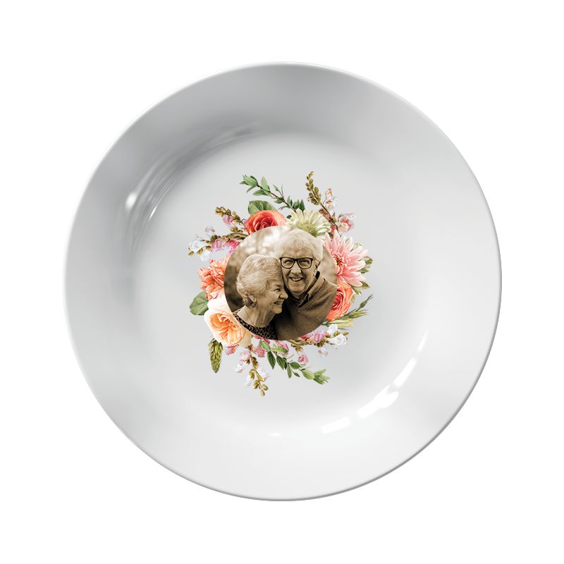 Assiette décorative personnalisée avec Photo · Couronne de fleurs | 25 cm