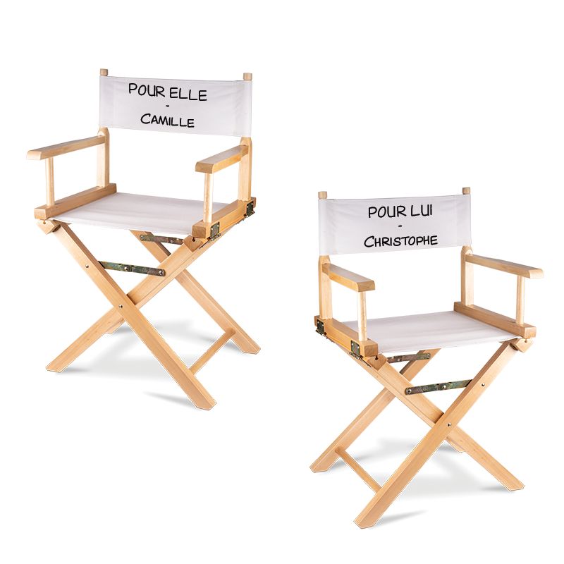 Lot de 2 Fauteuils metteur en scène en bois de bouleau personnalisé Lot de 2 Fauteuils metteur en scène en bois de bouleau personnalisé