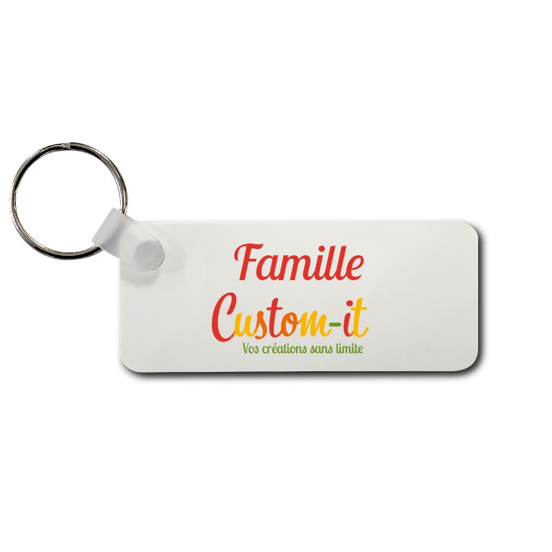 Porte clef rectangulaire à personnaliser avec vos photos, un message et nos  motifs.