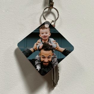 Porte-clefs de maison personnalisé Texte et Photo · Idée cadeau maman | Cœur