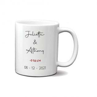 Mug en céramique blanc personnalisé avec Texte · Modèle dessin couple One Line 