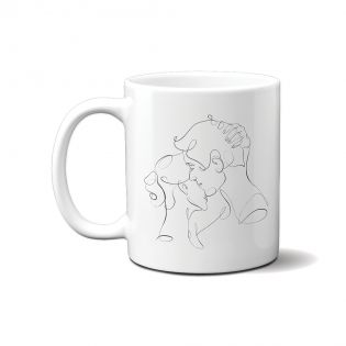 Mug en céramique blanc personnalisé avec Texte · Modèle dessin couple One Line 