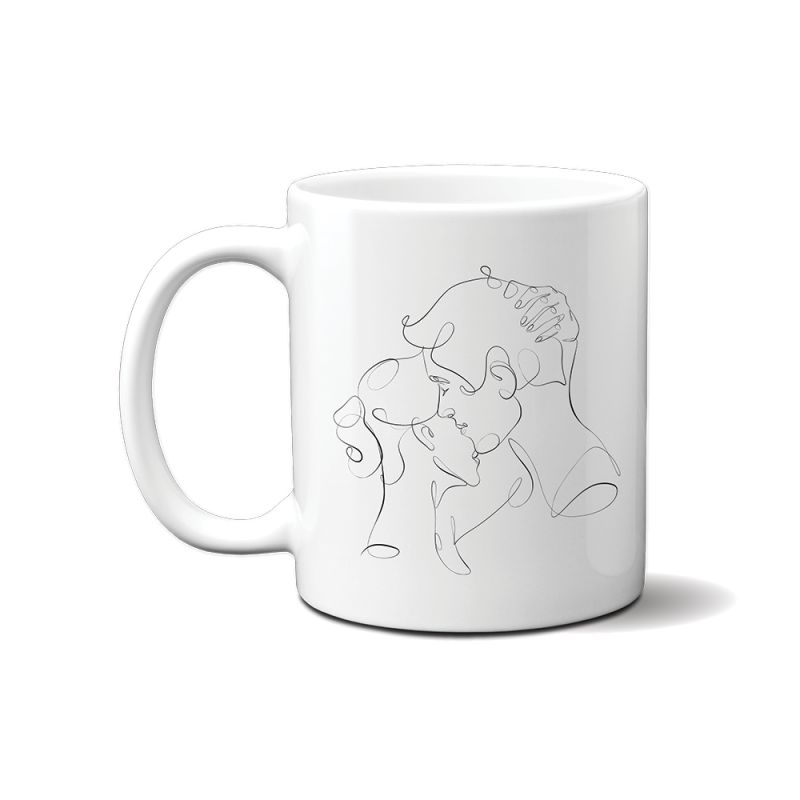 Mug en céramique blanc personnalisé avec Texte · Modèle dessin couple One Line Mug en céramique blanc personnalisé avec Texte · Modèle dessin couple One Line