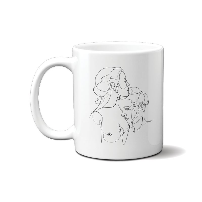 Mug en céramique blanc personnalisé · Dessin couple One Line LGBT Femmes Mug en céramique blanc personnalisé · Dessin couple One Line LGBT Femmes