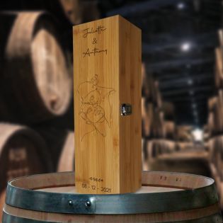 Caisse à vin en bois personnalisée pour 1 bouteille | Cadeau Mariage - Saint-Valentin