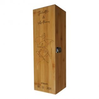 Caisse à vin en bois personnalisée pour 1 bouteille | Cadeau Mariage - Saint-Valentin