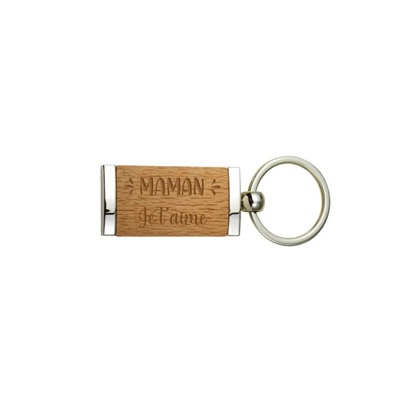 Porte clefs personnalisé, gravé sur mesure avec votre texte, adresse,  prénom, rectangle en bois