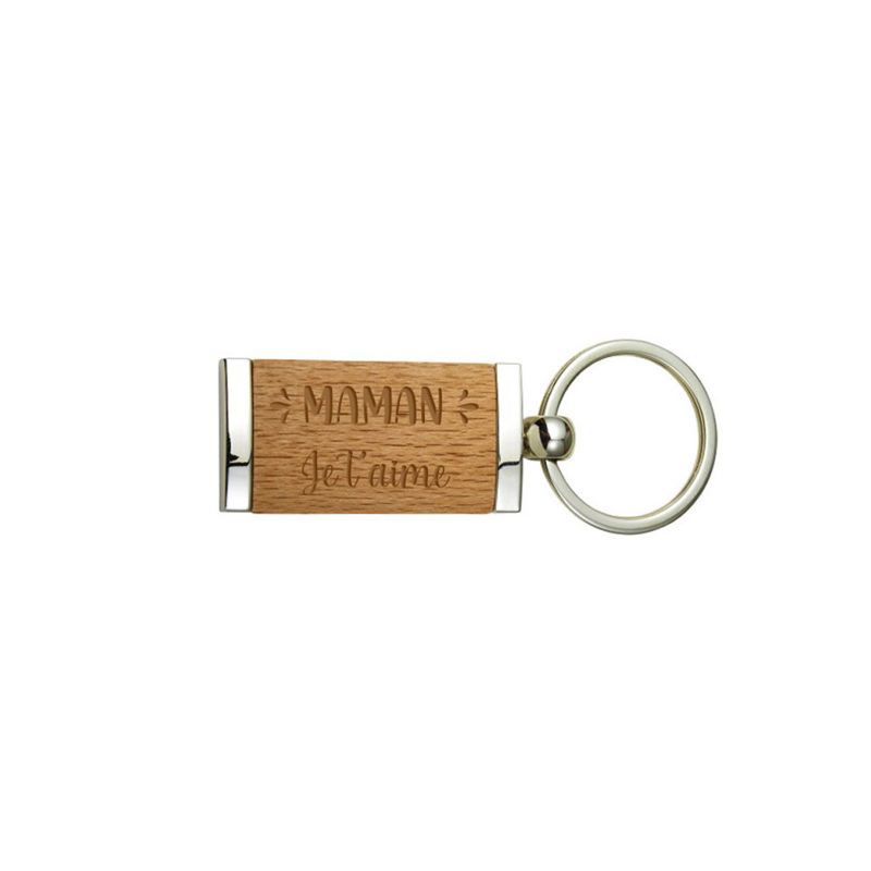 Porte-clés en bois et métal prénom à graver Porte-clés en bois et métal prénom à graver