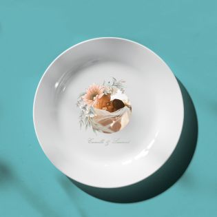 Assiette personnalisée Texte & Photo · Couronne de fleurs aquarelle | 20 cm