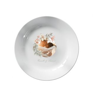 Assiette personnalisée Texte & Photo · Couronne de fleurs aquarelle | 20 cm