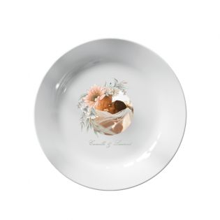Assiette personnalisée Texte & Photo · Couronne de fleurs aquarelle | 20 cm