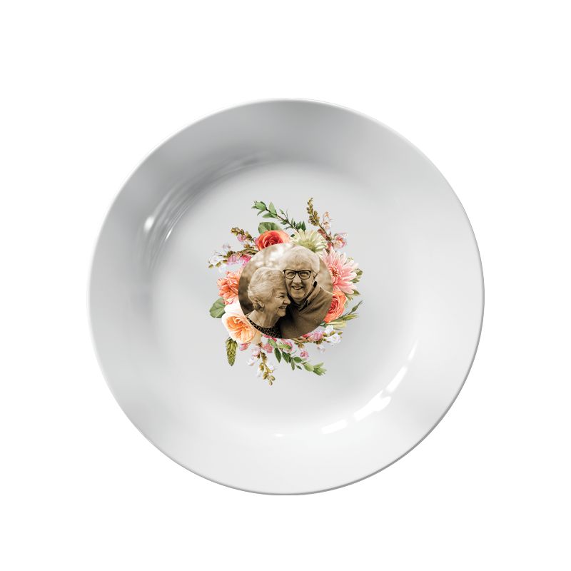 Assiette décorative personnalisée avec Photo · Couronne de fleurs | 20 cm