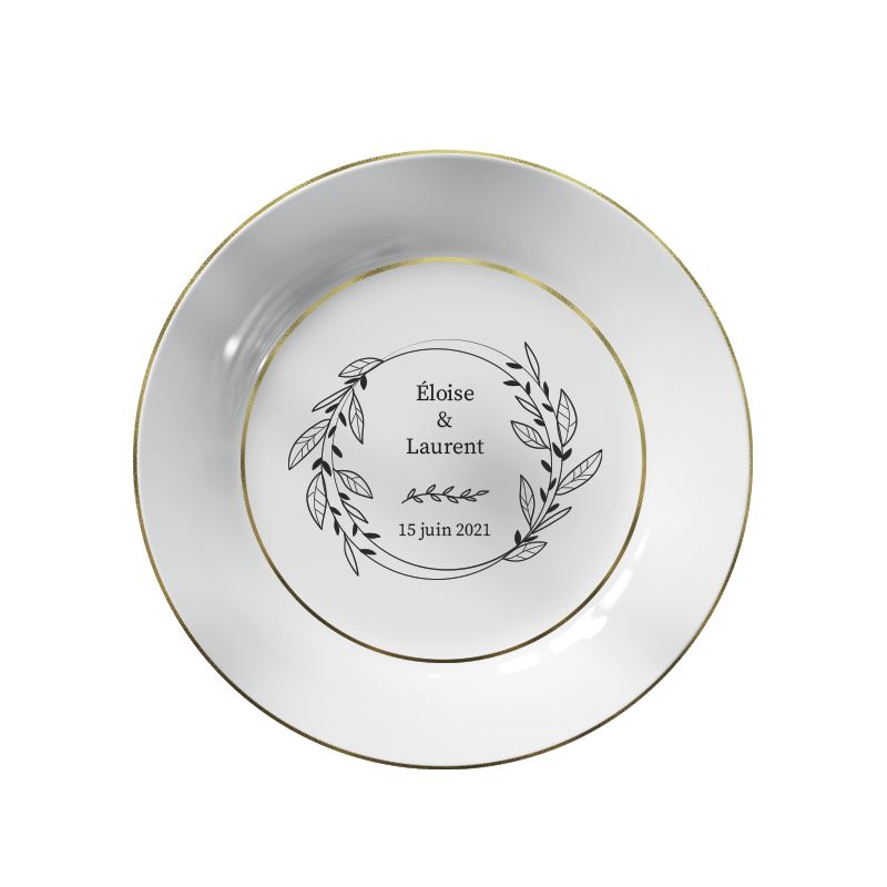Assiette personnalisée céramique Liseret Or | 20 cm Assiette personnalisée céramique Liseret Or | 20 cm