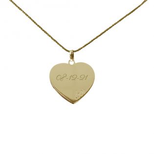 Pendentif (+ Chaîne) Plaqué Or personnalisé avec Initiales et Date