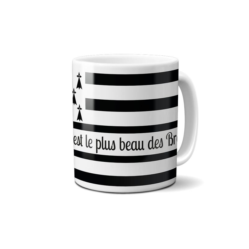 Mug en céramique blanc personnalisé avec Texte | Drapeau Breton