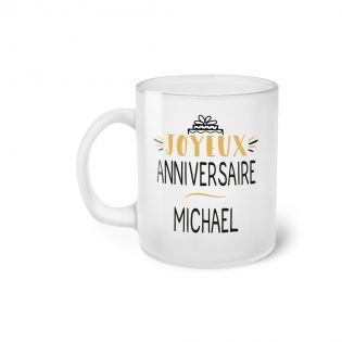 Tasse givrée Joyeux Anniversaire · Ballons Dorés 30 ans · Personnalisé avec Prénom