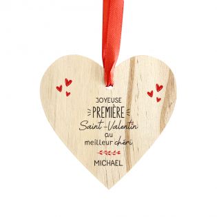 Décoration à suspendre personnalisable avec Prénom pour Première Saint-Valentin