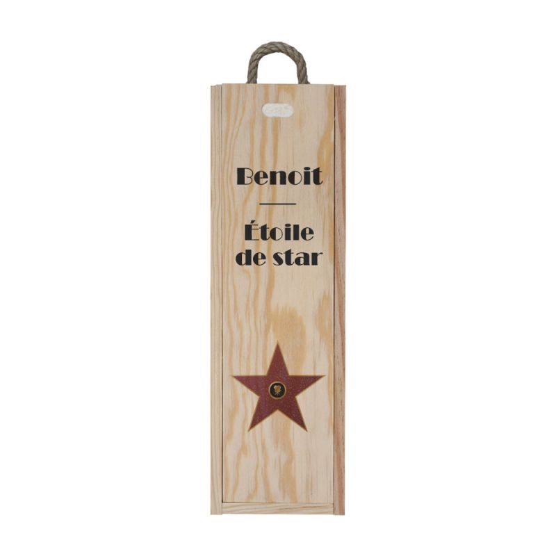 Caisse à vin en bois vide personnalisée · Modèle Étoile de star · Cadeau  autour du vin