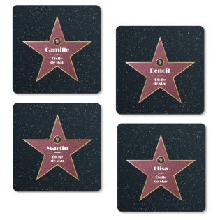 Lot de 4 Dessous de verre en Liège · Walk of Fame personnalisé