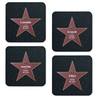 Lot de 4 Dessous de verre en Cuir synthétique · Walk of Fame personnalisé