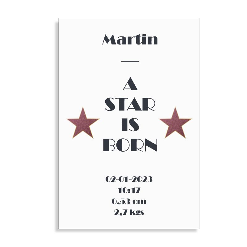 Plaque en aluminium personnalisée · A star is born fond blanc | 20 x 30 cm Plaque en aluminium personnalisée · A star is born fond blanc | 20 x 30 cm