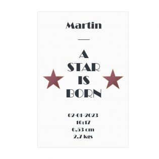 Plaque en aluminium personnalisée · A star is born fond blanc | 20 x 30 cm