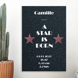 Plaque décorative personnalisée · A star is born fond nuit | 20 x 30 cm