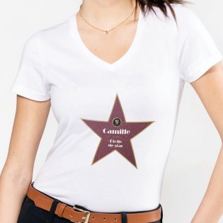 T-shirt personnalisable col V Hollywood | Femme