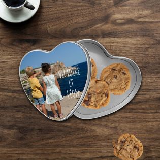 Boite à café ou thé forme cœur personnalisable avec texte et photo - Cadeau  décoratif personnalisé pour cuisine