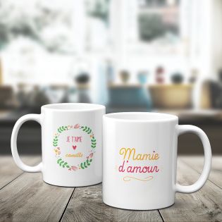 Mug classique en céramique personnalisable - Mamie d'amour