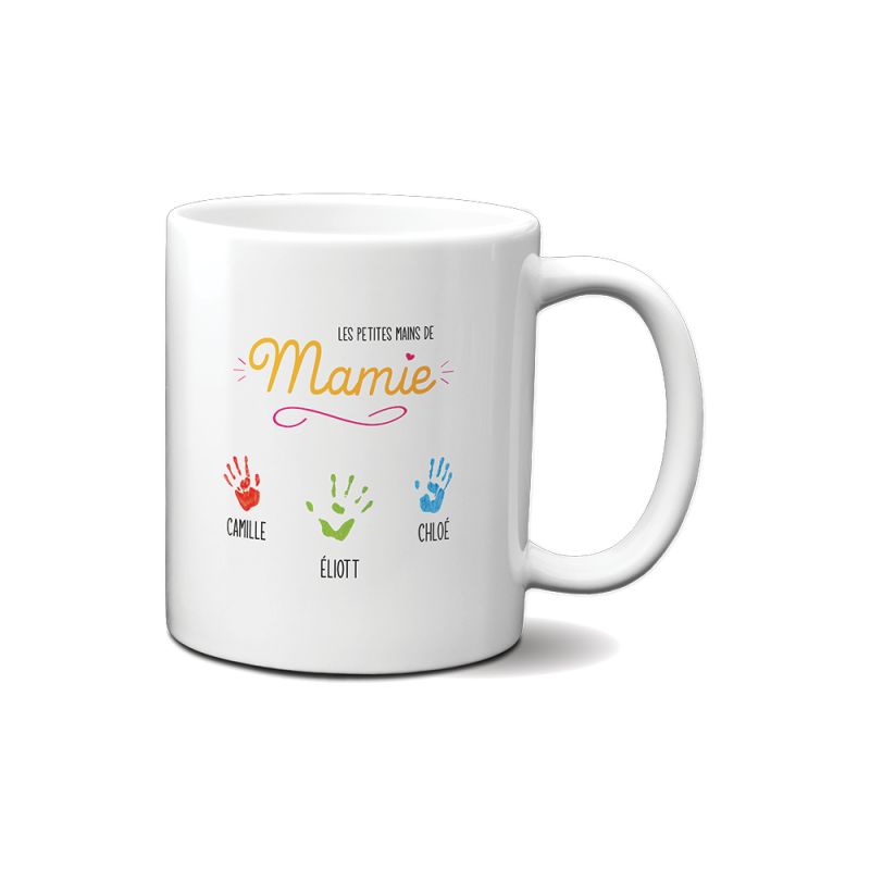 Mug classique personnalisable avec prénoms - Les petites mains de mamie