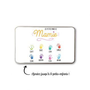 Boite de rangement en aluminium pour Mamie avec empreintes mains personnalisée